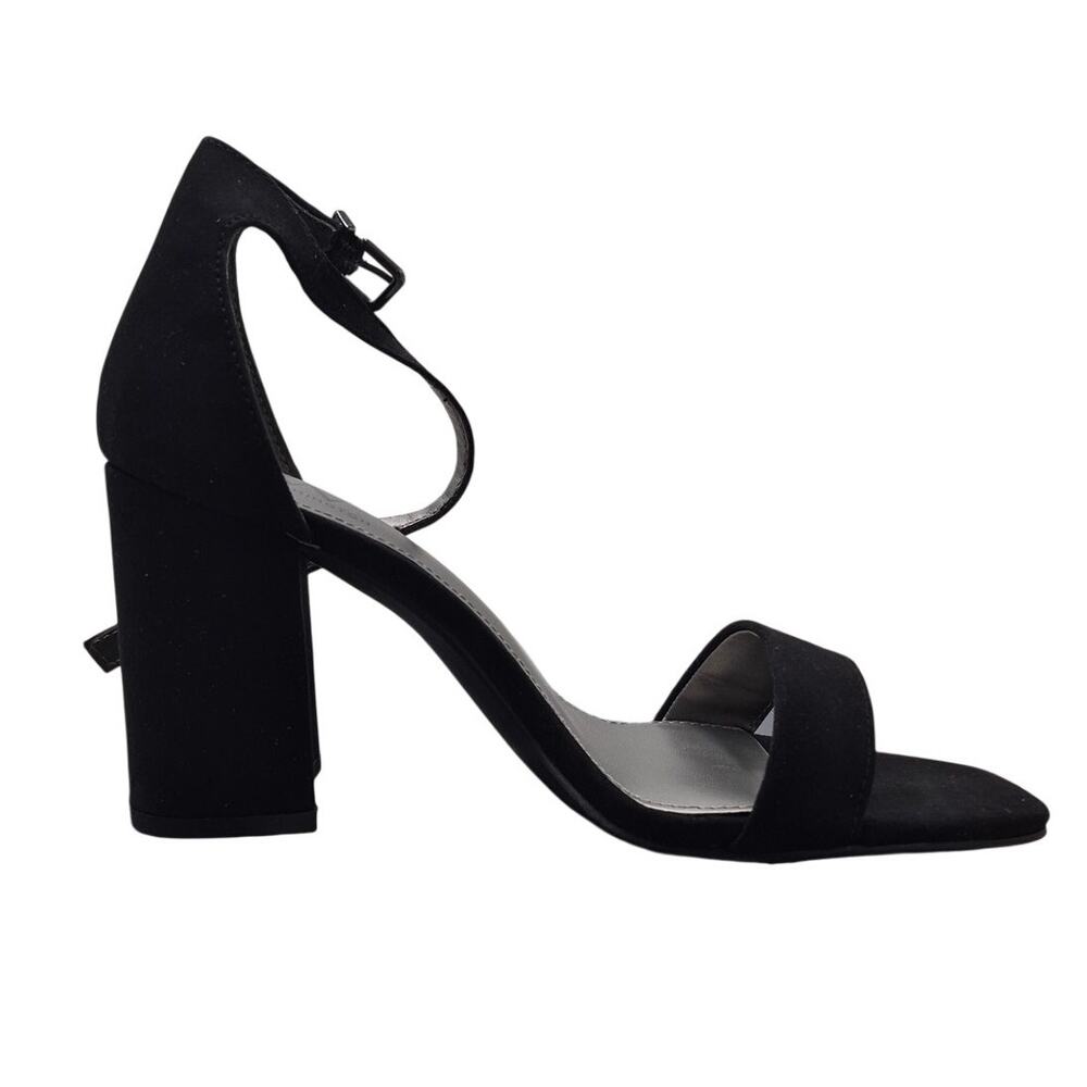Worthington Becklyn Open Square Toe Faux Suede Ankle Strap Block Heels Size 6.5M